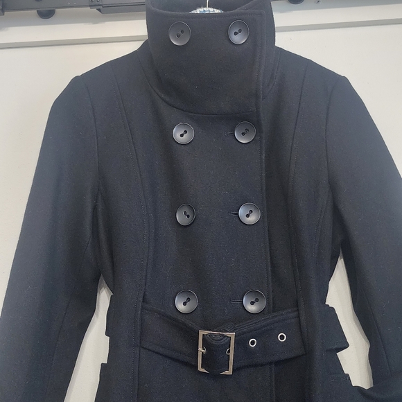​Marvin Richards Black Wool Blend Trench Coat | Size Medium - Picture 5 of 13